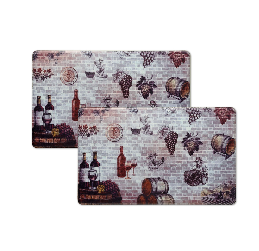 Bibb Home AntiFatigue Cushioned Kitchen Mat 1 or 2Pack  Vineyard  2Pack