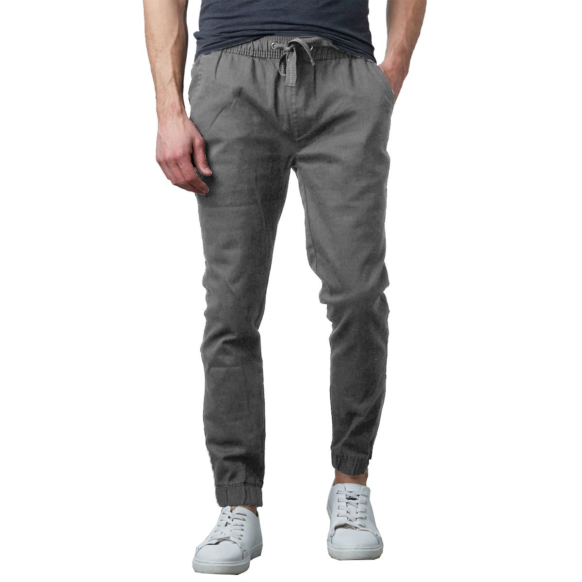 Men's Modern Cotton Stretch Twill Slim Fit Joggers - Dark Grey - XX-Large