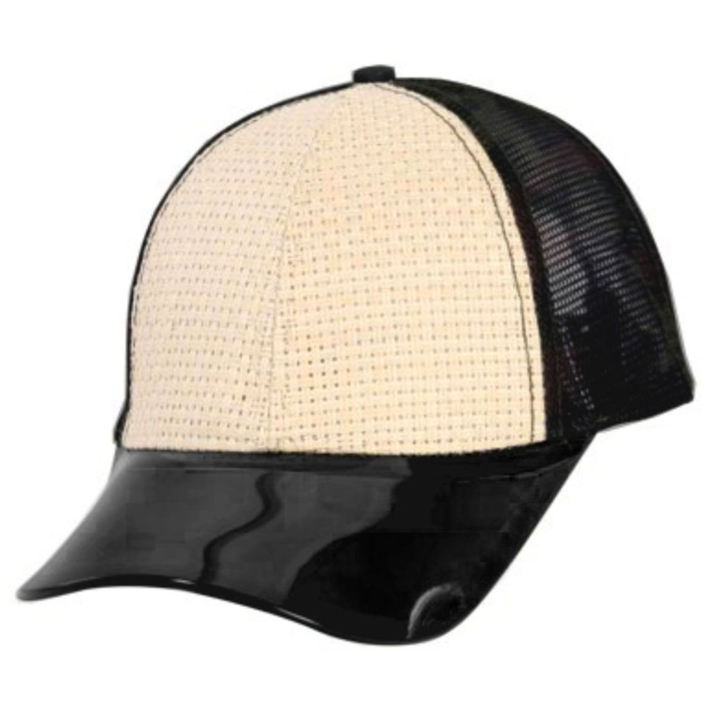 Men's Adjustable Trucker Hat with Color Bill - Trucker-Cap-BlackTan
