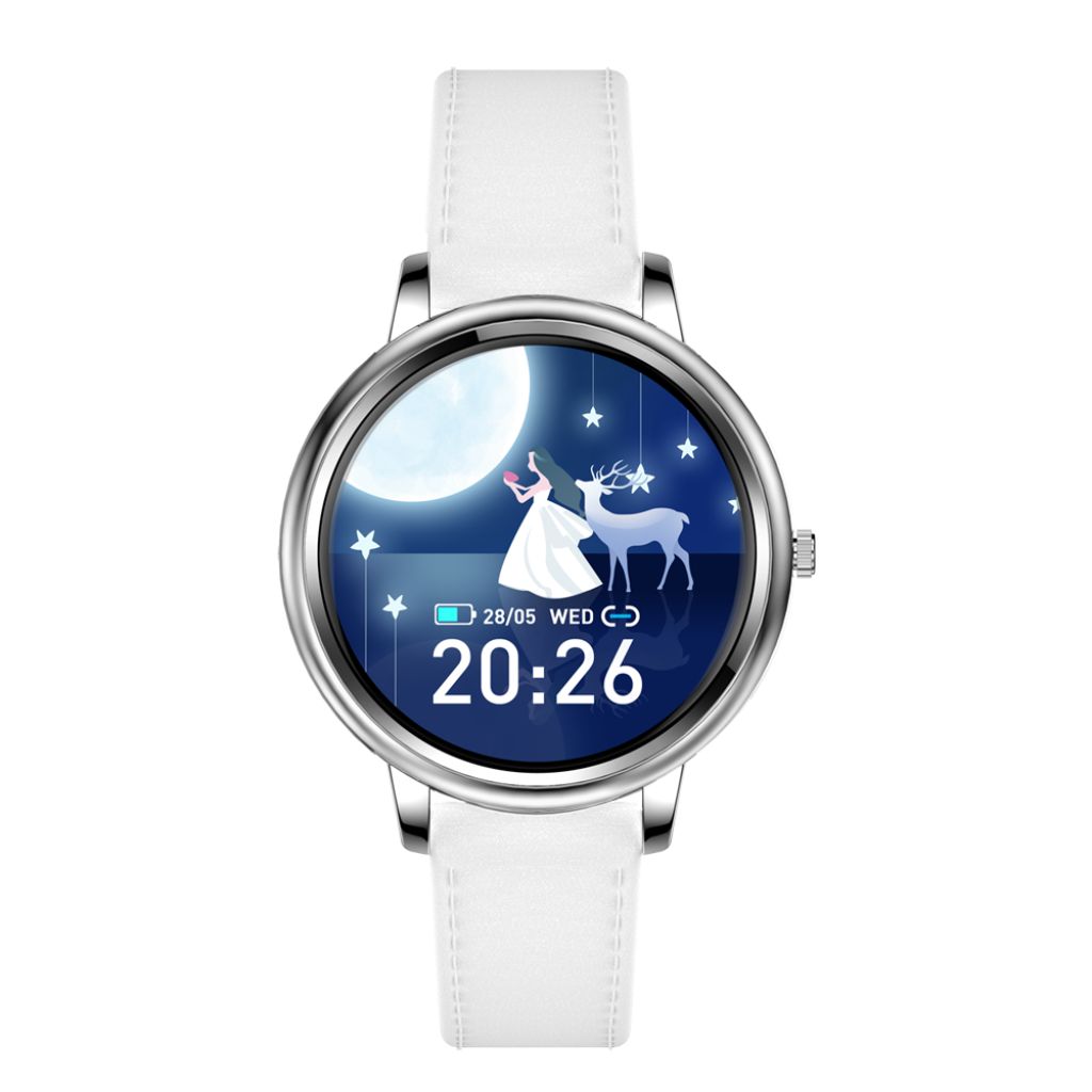 Luxury Times Smartwatch - Leather Strap - White