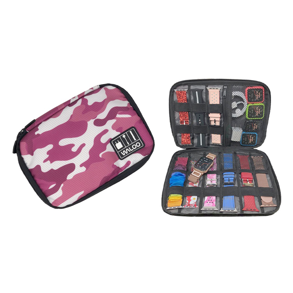 Smartwatch Band CaseHolder  Cable Organizer   Camo Pink