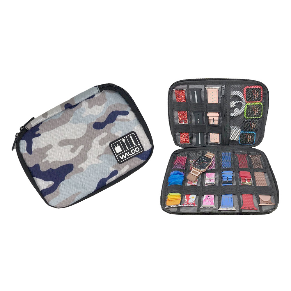 Smartwatch Band CaseHolder  Cable Organizer   Camo Blue