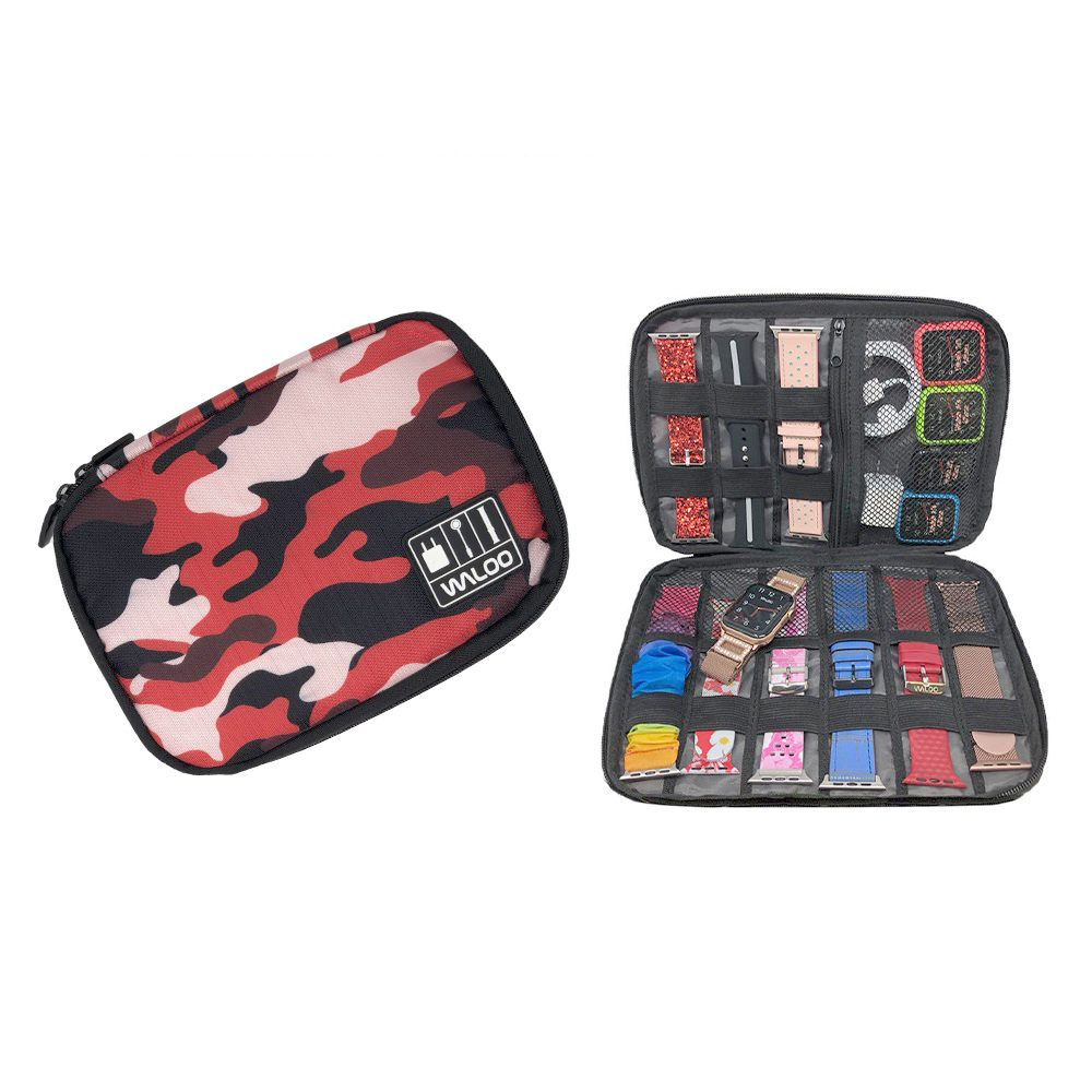 Smartwatch Band CaseHolder  Cable Organizer   Camo Red