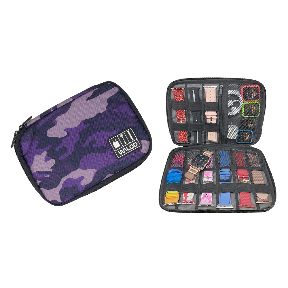 Smartwatch Band CaseHolder  Cable Organizer   Camo Purple