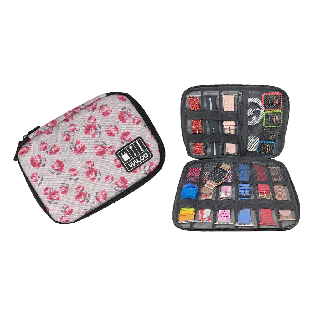 Smartwatch Band CaseHolder  Cable Organizer   Floral White