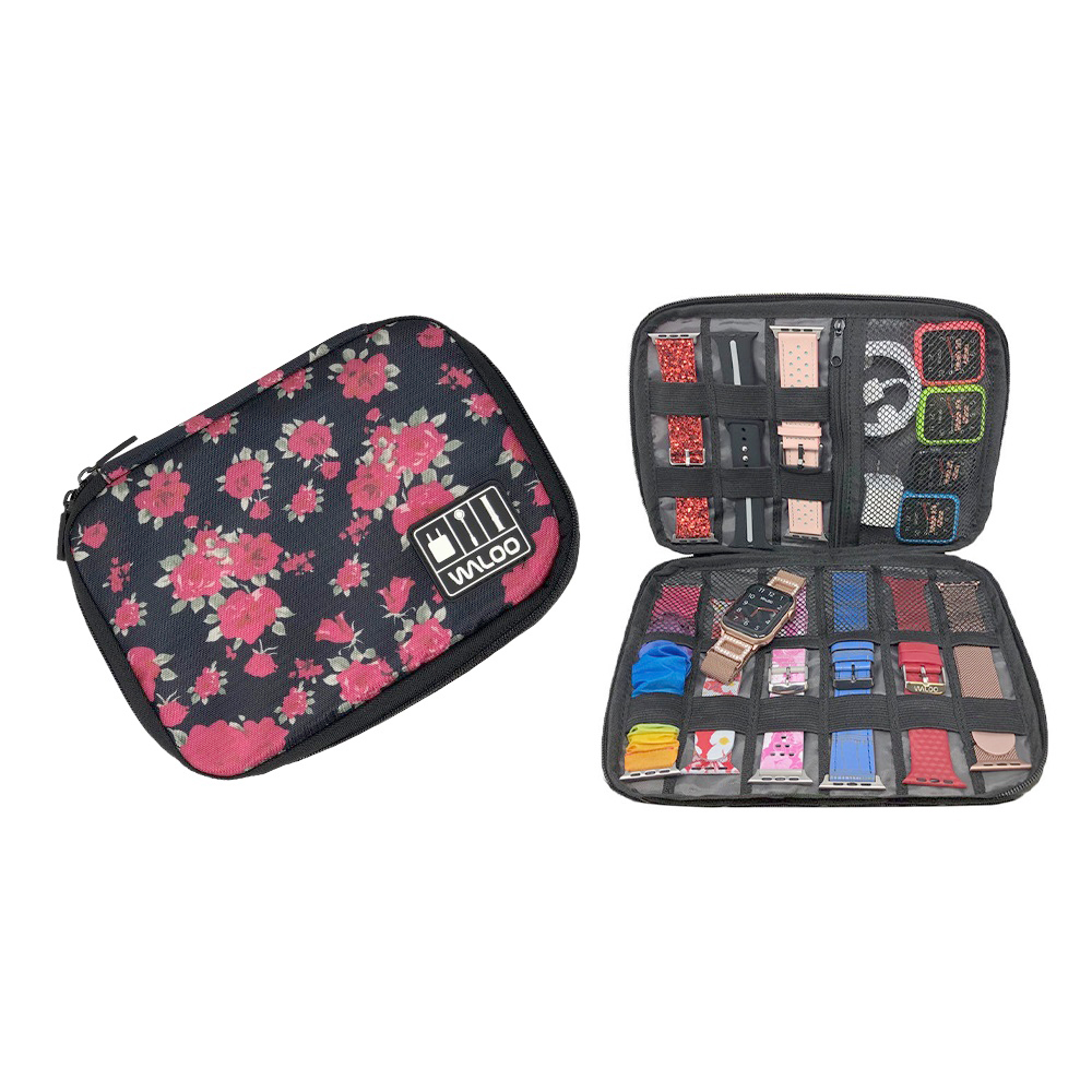 Smartwatch Band CaseHolder  Cable Organizer   Floral Black