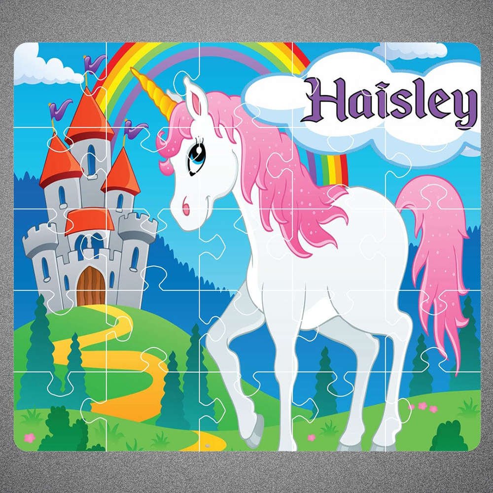 Personalized Name Puzzle - Unicorn/Castle-image-SKU3350732