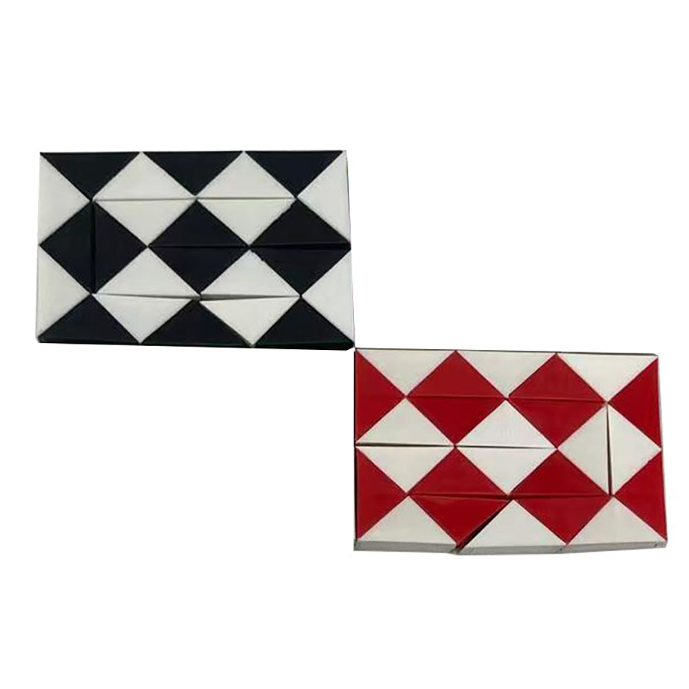 Ultra Mini Fidget Snake Cube Twist Puzzles (2-Pack) - Black/Red