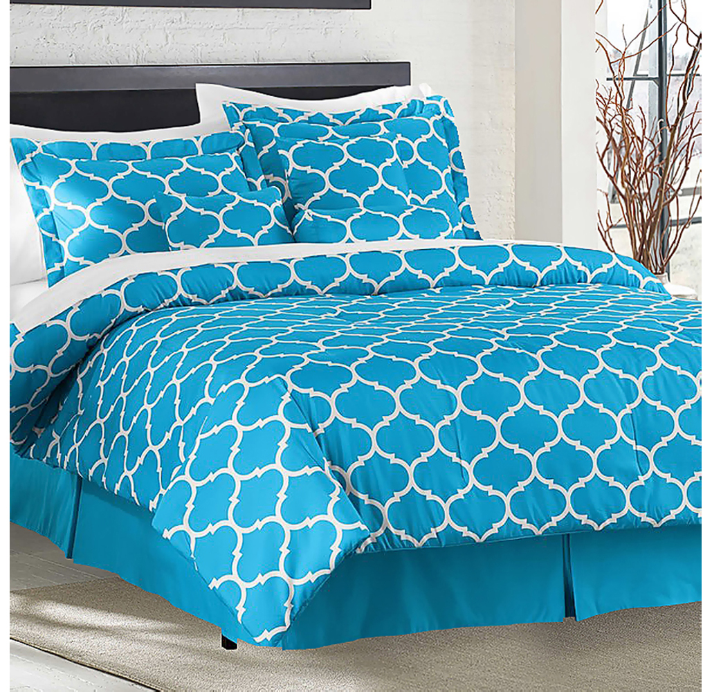 Trellis 7-piece Comforter Set - King - Blue