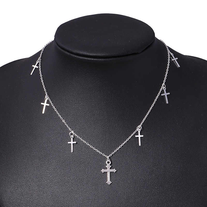 Sterling Silver Plated Infinity Cross Lariat Necklace Cross chain