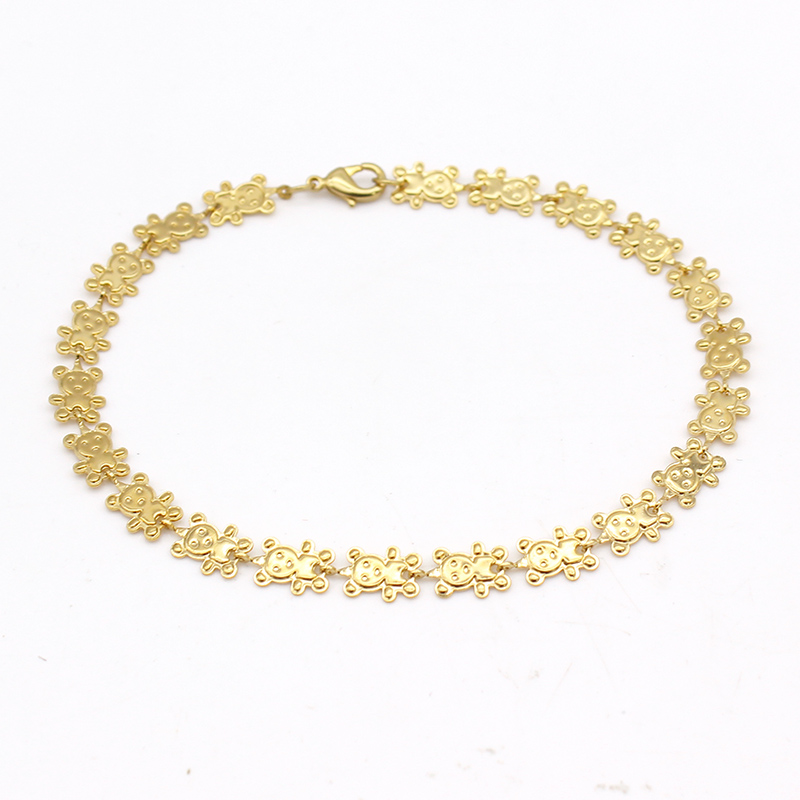 18K Yellow Gold HighPolish Ankle Bracelet  TeddyBear