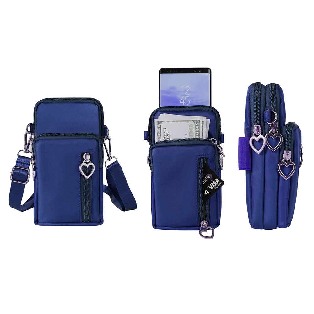 Women's Mini Cross-Body Shoulder Strap Wallet Pouch Bag Purse - Blue