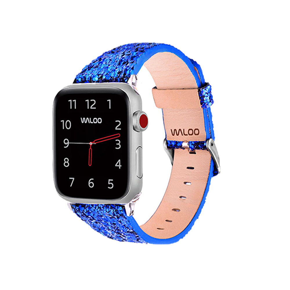 Photos - Watch Strap Waloo Sparkly Leather Apple Watch Band - 38/40/41mm - Blue 10190
