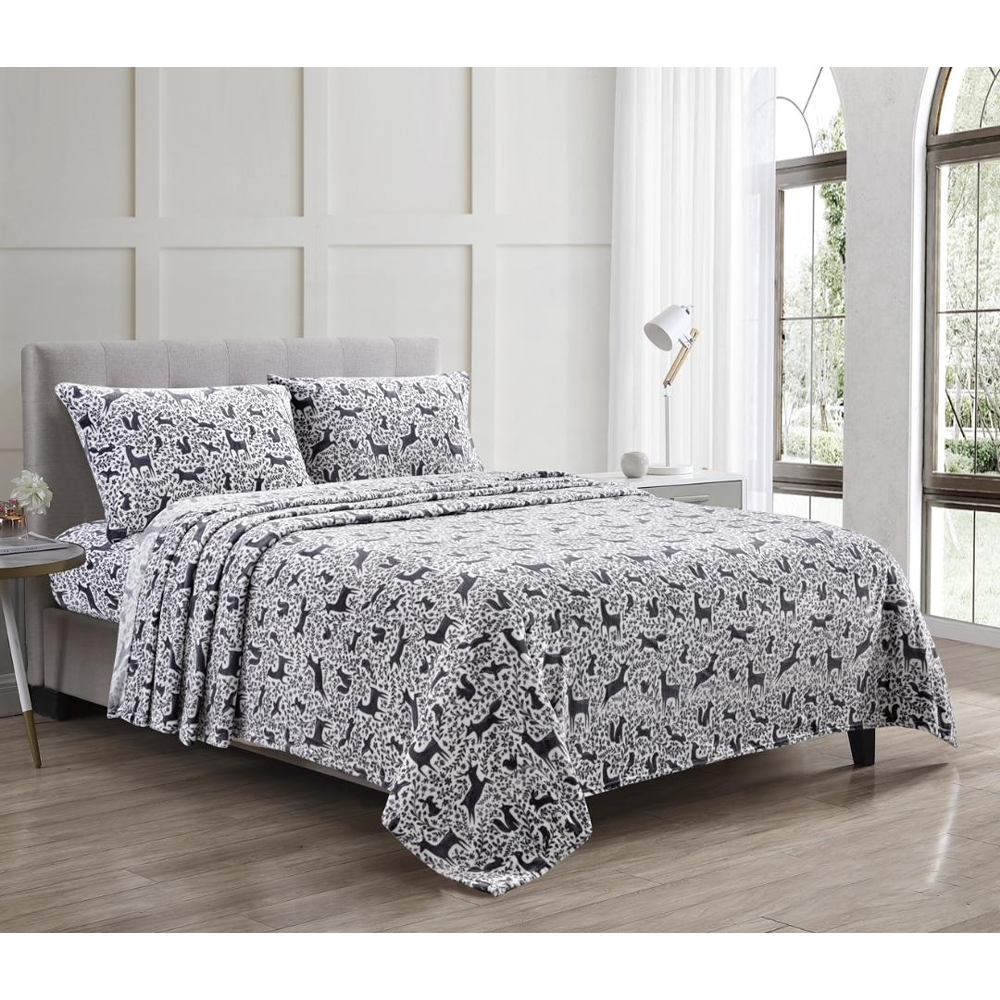 Noble House™ Kansas Fitted Sheet and Pillowcase Set - QUEEN-Kansas-Sheet Set-DEER GRAY