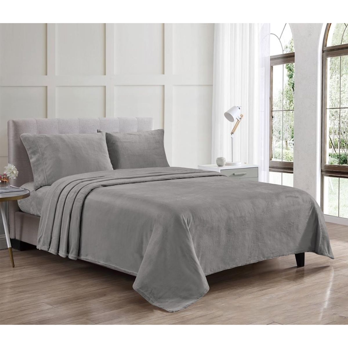 Noble House&trade; Kansas Fitted Sheet and Pillowcase Set - KING-Kansas-Sheet Set-DK GRAY