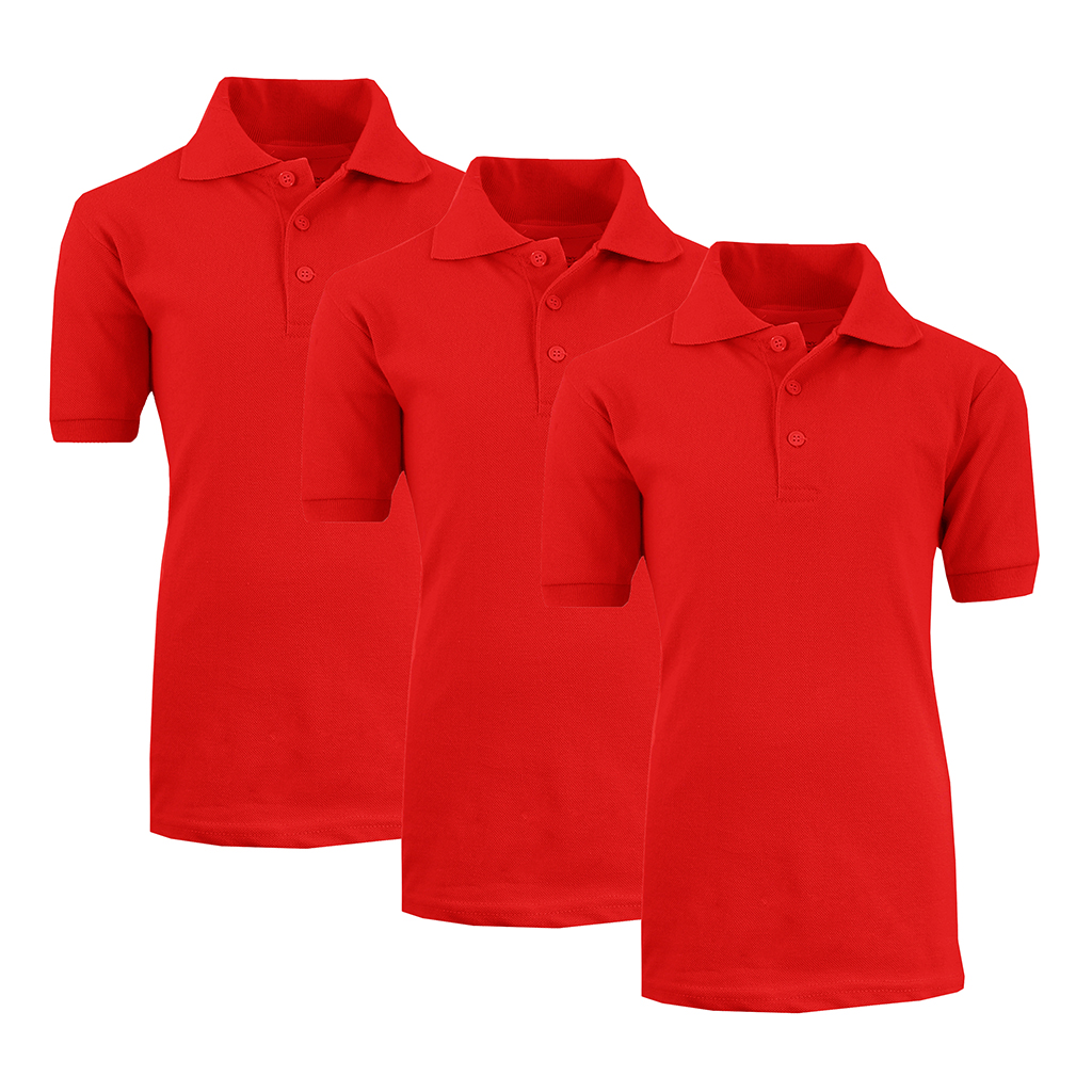 Boys' School Uniform Polo (3-Pack) - XBE-84-RD-RD-RD/7