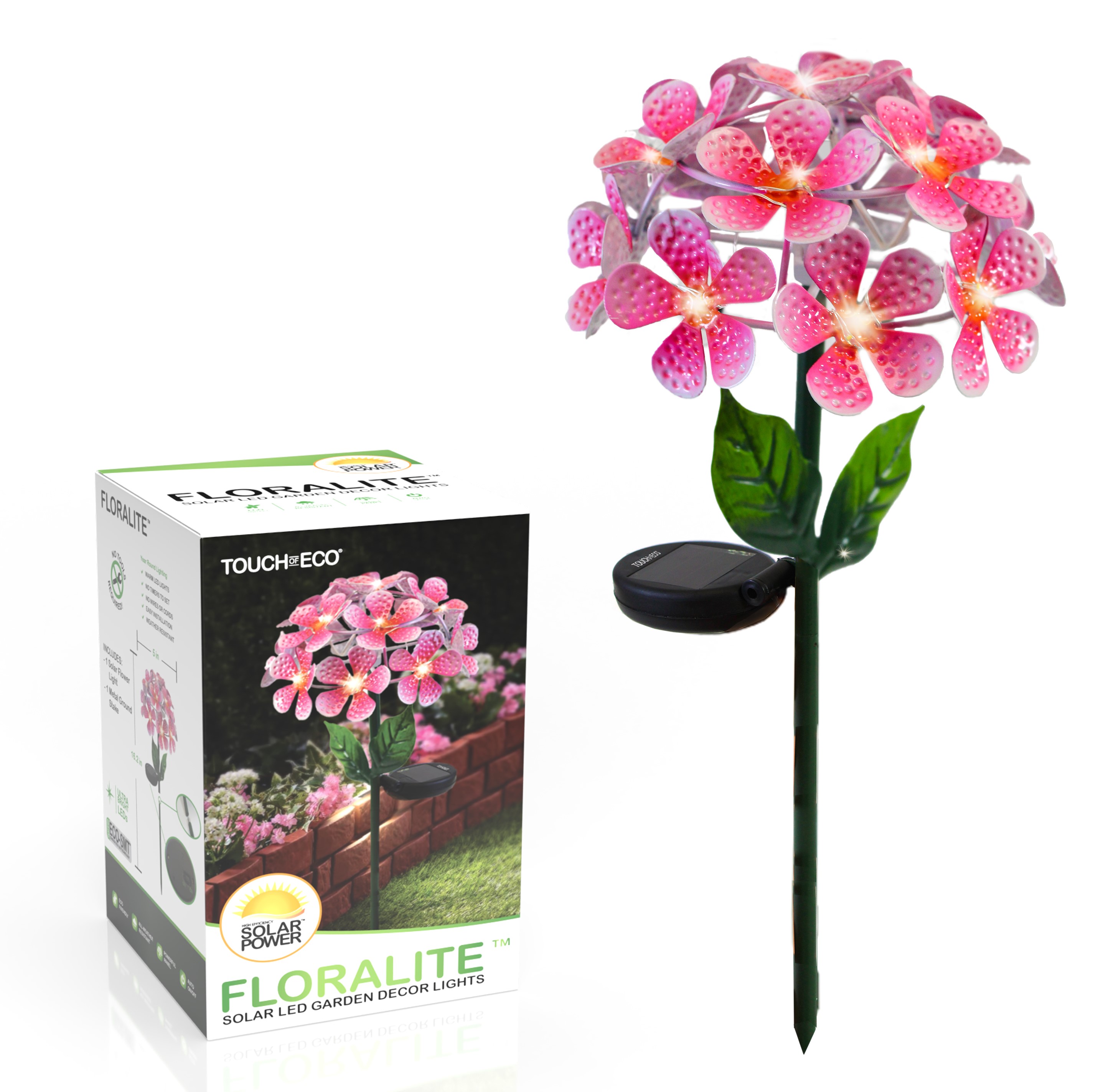 FLORALITES: Solar LED Metal Flower Décor Stake Light (1- to 3-Pack) - Floralite - Pink - Single Unit