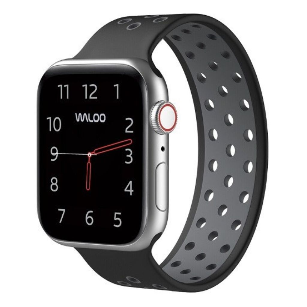 Waloo Breathable Silicone Band for All Apple Watch Series  384041 MM  Black  Grey  Small