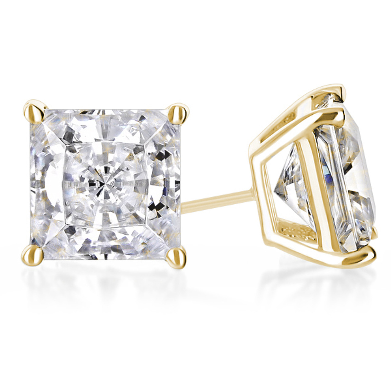 10K Yellow Gold with 2ct. Lab-Created White Sapphire Stud Earrings - 10k Yellow Gold Created White Sapphire 2