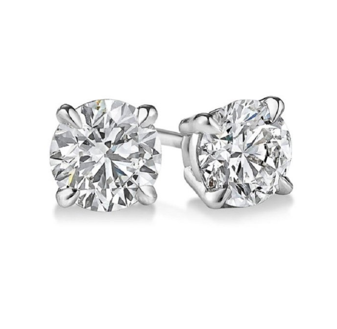 10K White GoldPlated Sapphire Stud Earrings Square or RoundCut  Round Cut Earrings