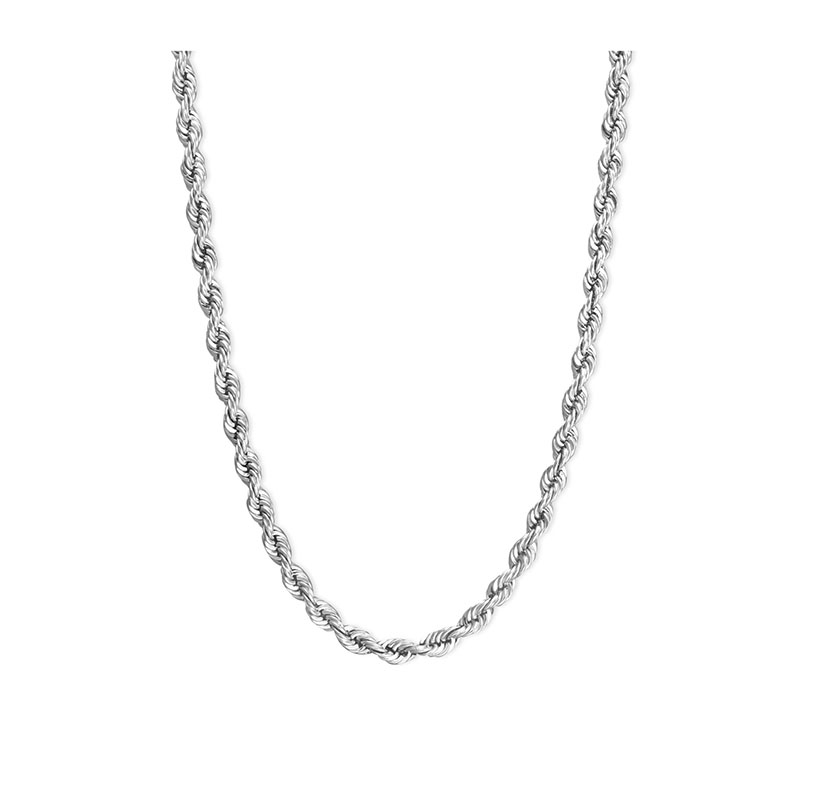 14K Gold Plated Layered Rope Chain - White Gold - 24-inch
