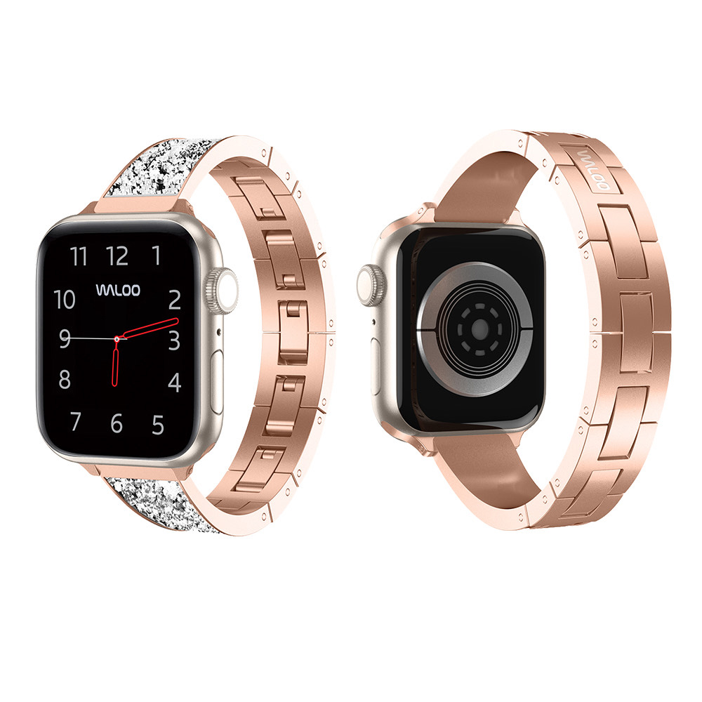 Photos - Watch Strap Waloo Diamond-Studded Bracelet Bands for All Apple Watch Models - Rose Gol