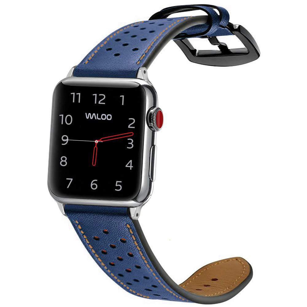 Waloo Breathable Leather Band for Apple Watch - 38/40/41mm-Navy