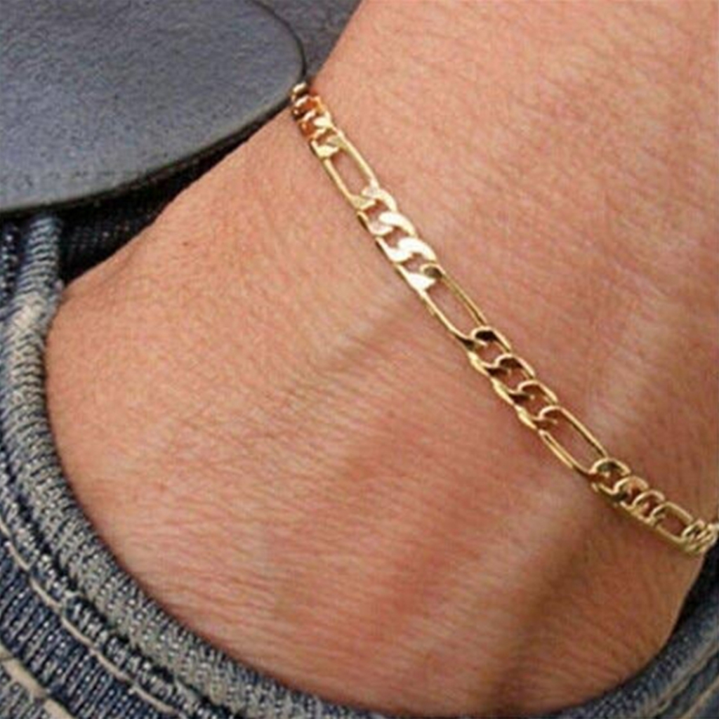 14K White or Yellow GoldPlated Anklet  Gold Figaro