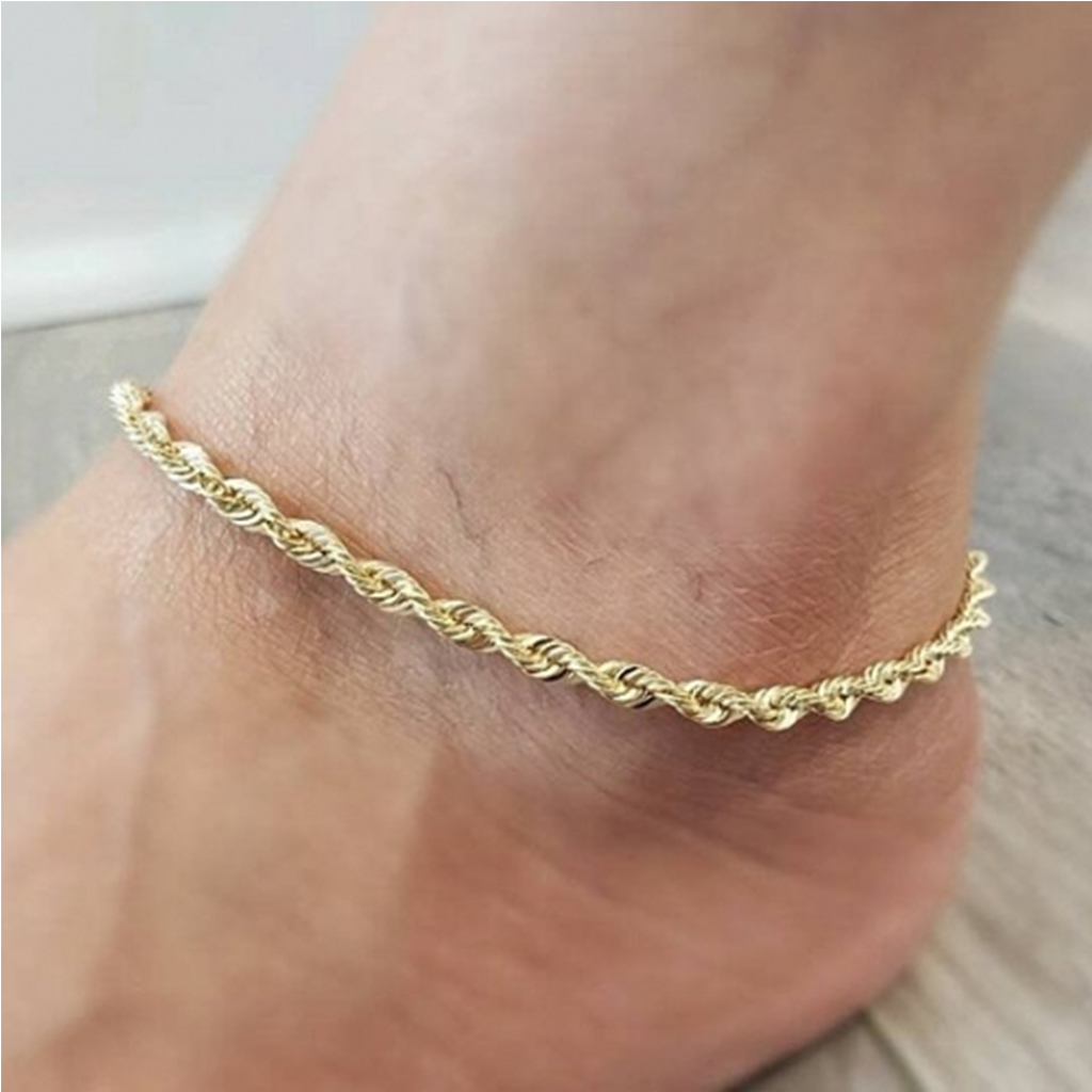14K White or Yellow GoldPlated Anklet  Gold Rope