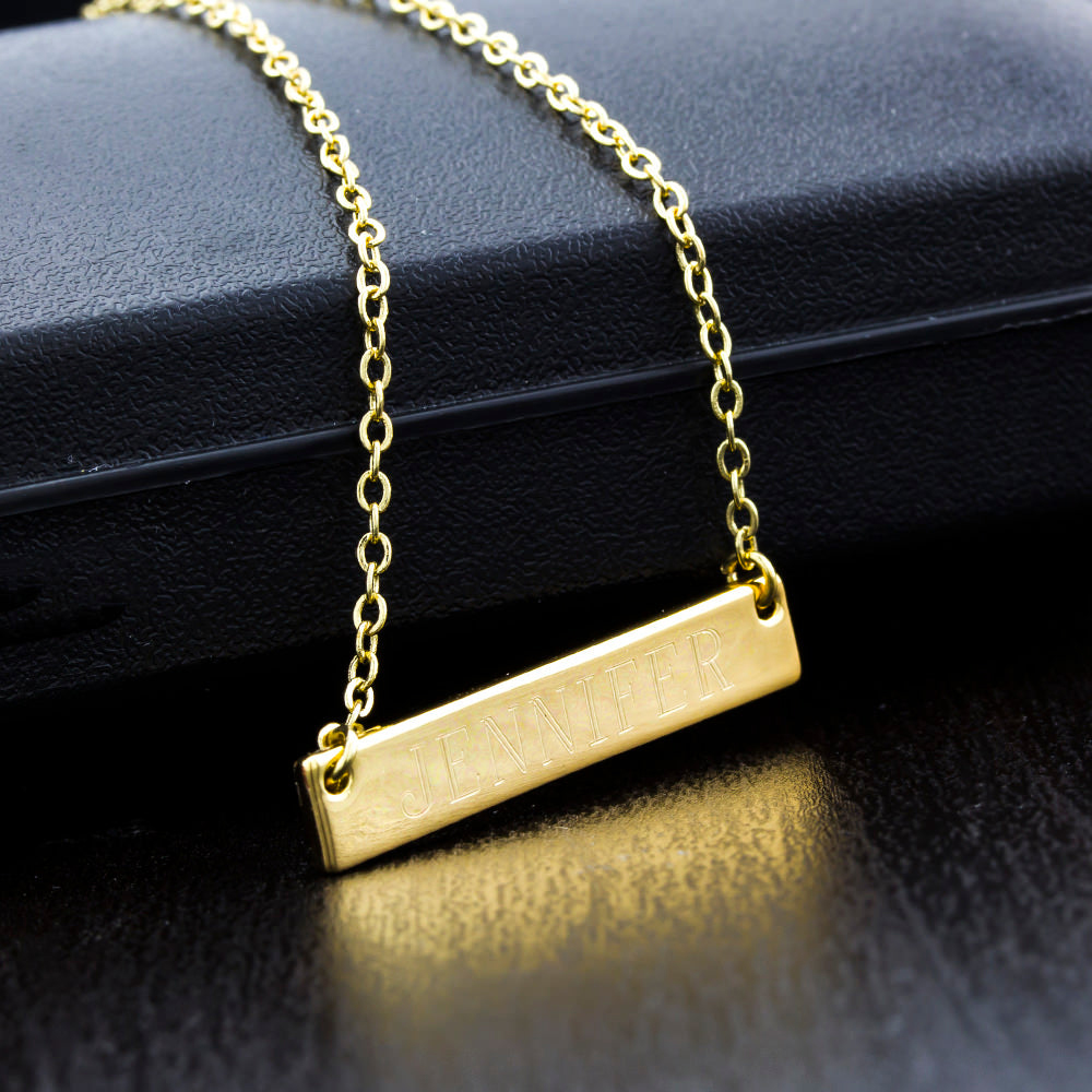 Personalized Bar Necklace  Yellow