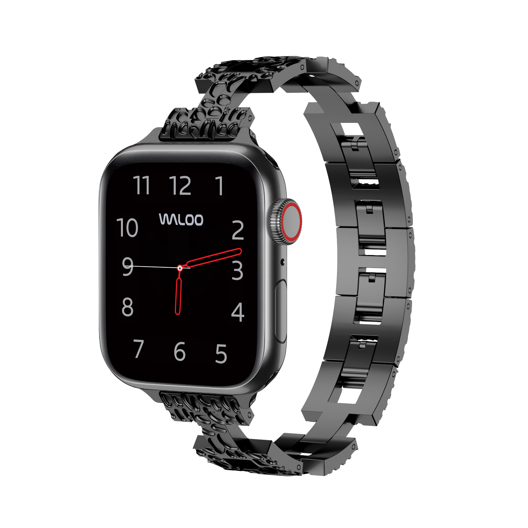 Waloo Pebble Styled Watch Band for Apple Watch   Black 424445MM