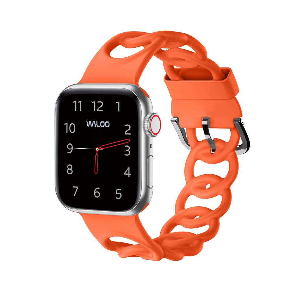 Photos - Watch Strap Waloo Waloo Silicone Link Looped Band for Apple Watch - 42/44/45MM - Orange 42/44/45MM - ORANGE