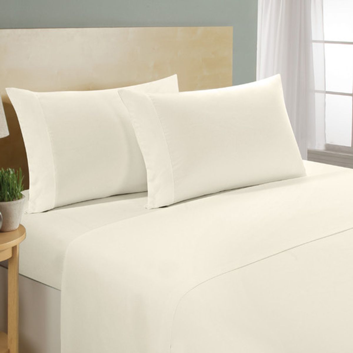 1,000-Thread-Count 100% Egyptian Cotton 4-Piece Sheet Set - QUEEN -IVORY