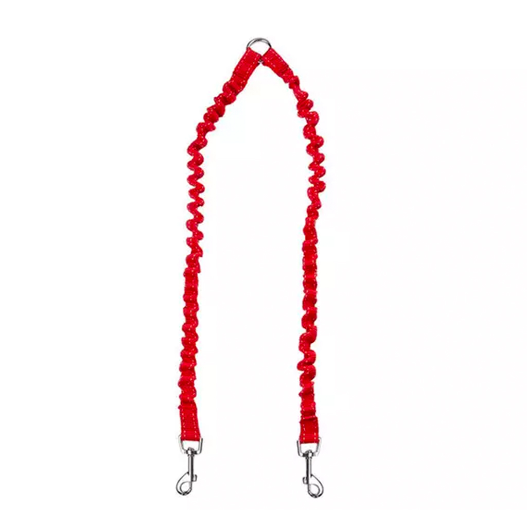 Waloo Pets Double Dog Bungee Dog Leash  Red