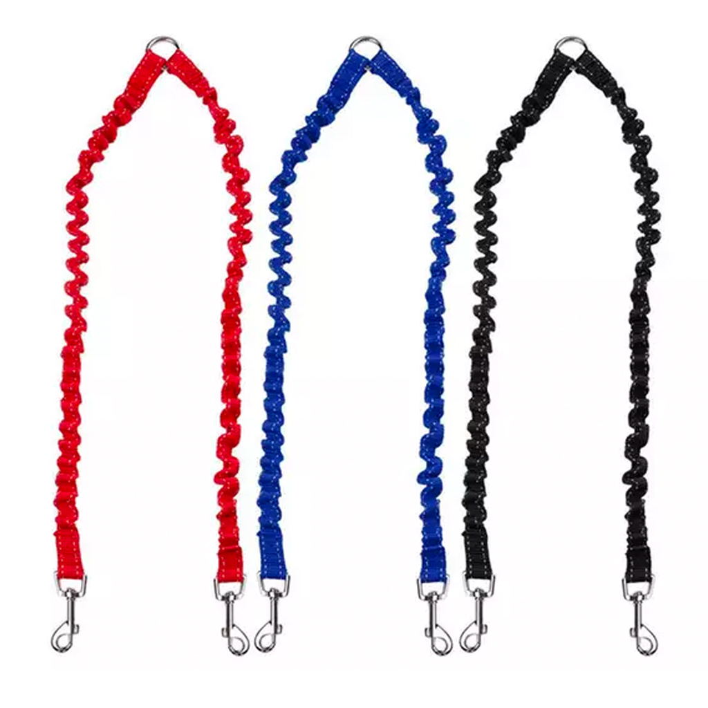 Waloo Pets Double Dog Bungee Dog Leash  Blue