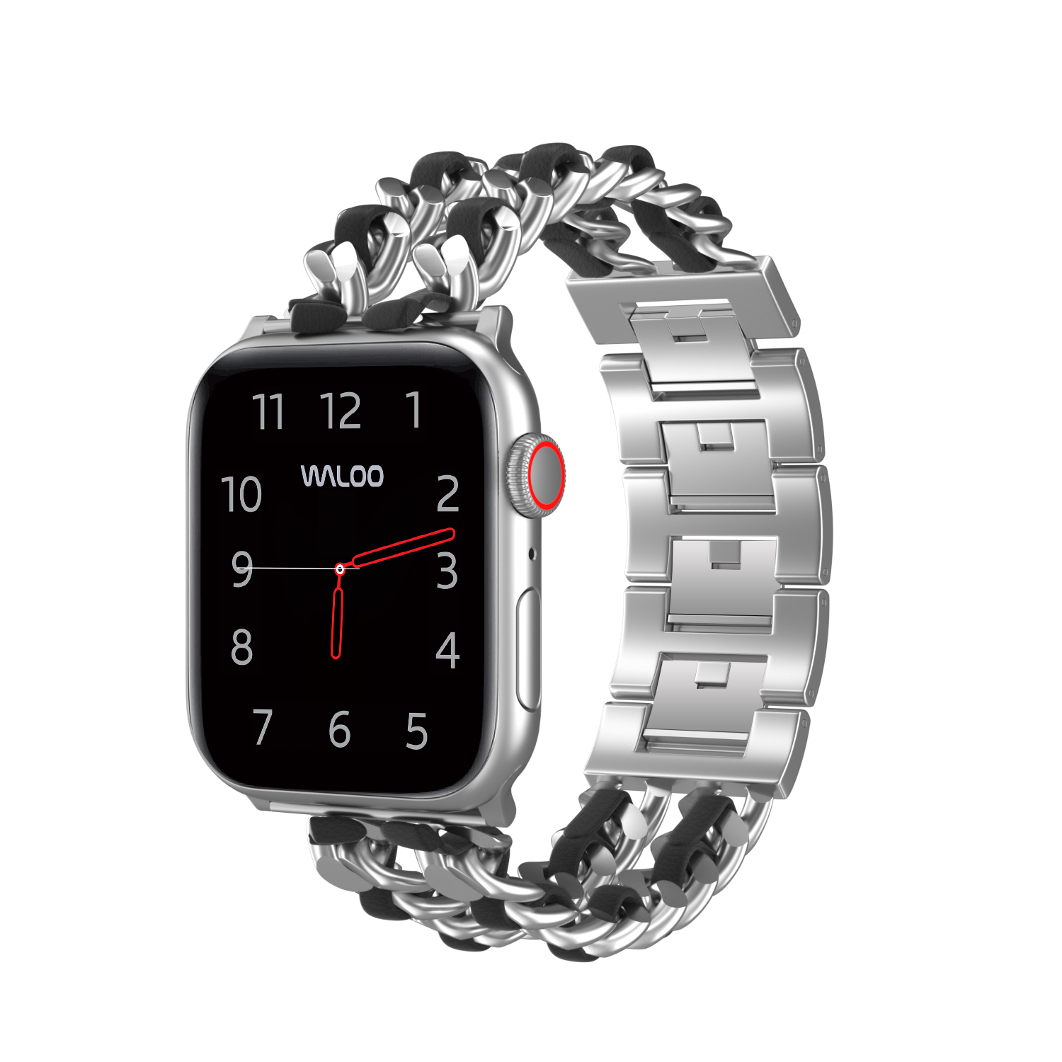 Looped Leather Band for Apple Watch  384041MM  SilverBlack