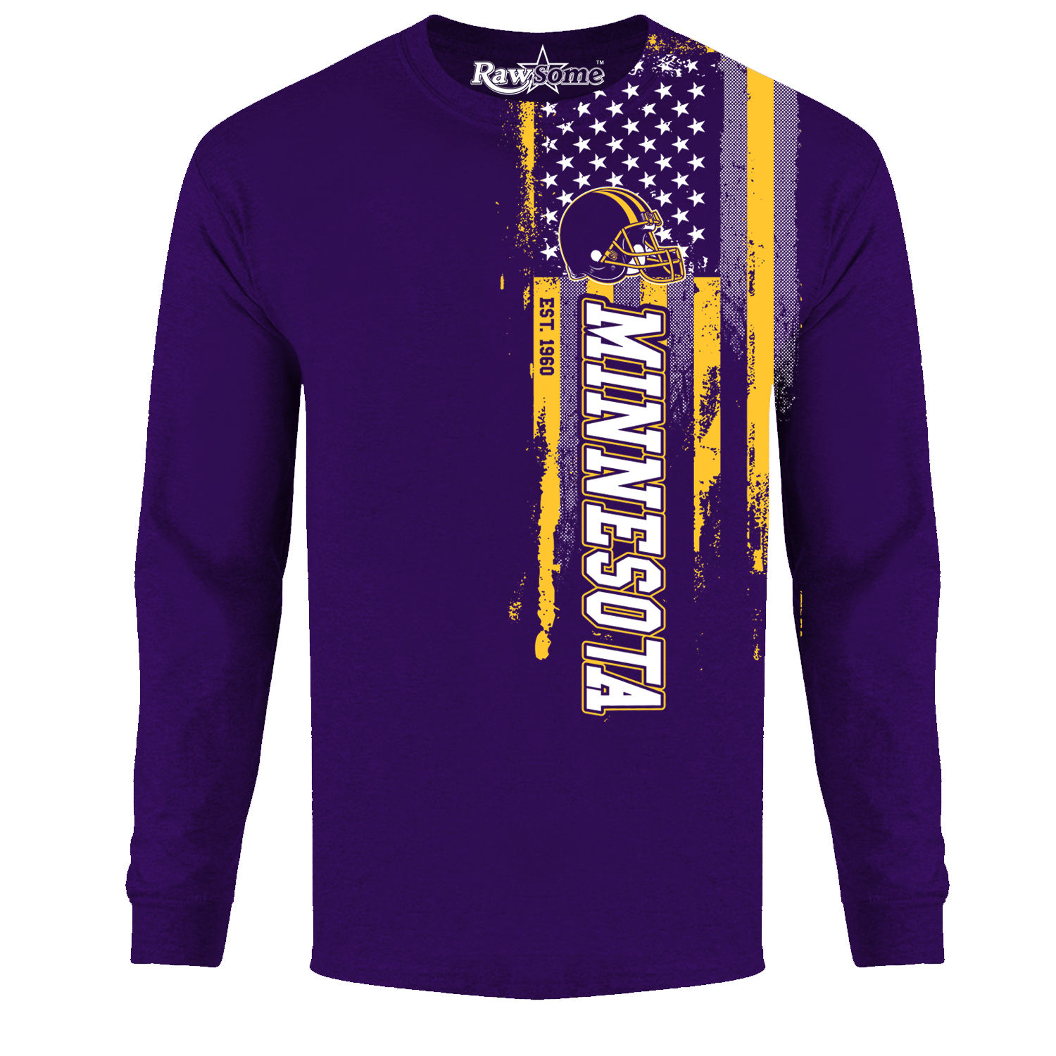 Men's Football USA Flag Long Sleeve Shirt - Minnesota - Purple / S