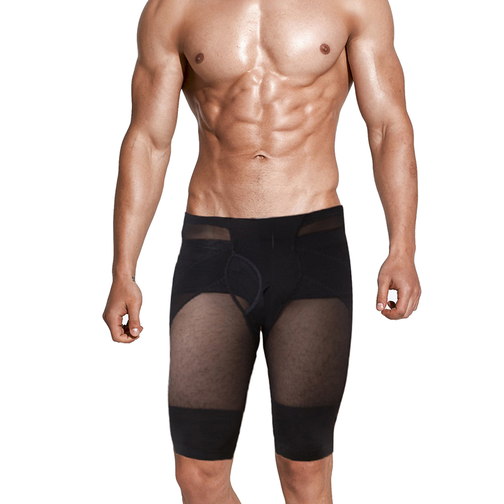 Men's Mesh Body-Slimming Compression Shapewear Underwear - Black - Medium-image-SKU3705354