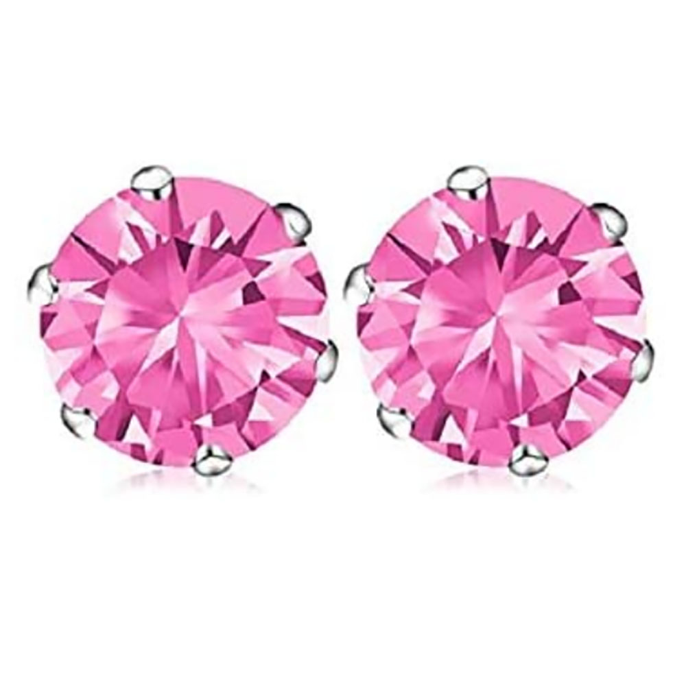 2.00 CTTW Round Crystal Stud Earrings - White Pink