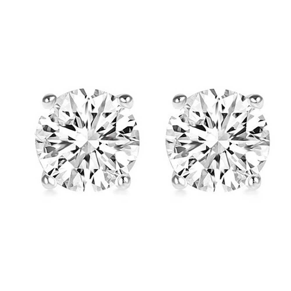 200 CTTW Round Crystal Stud Earrings  WhiteWhite