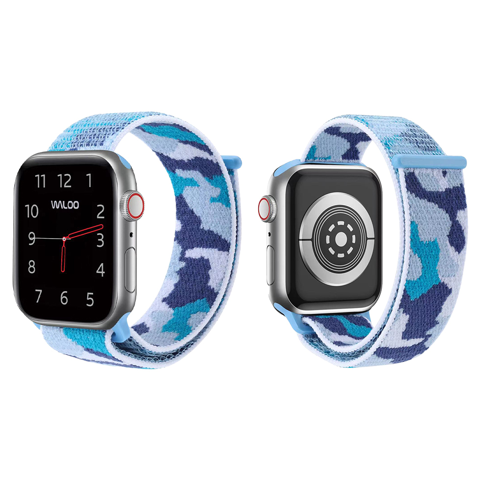 Photos - Watch Strap Waloo Waloo Camo Print Sport Loop Nylon Weave Band for Apple Watch - Waloo Camo Print Nylon Band WOVEN NYLON BAND(38-Blue)