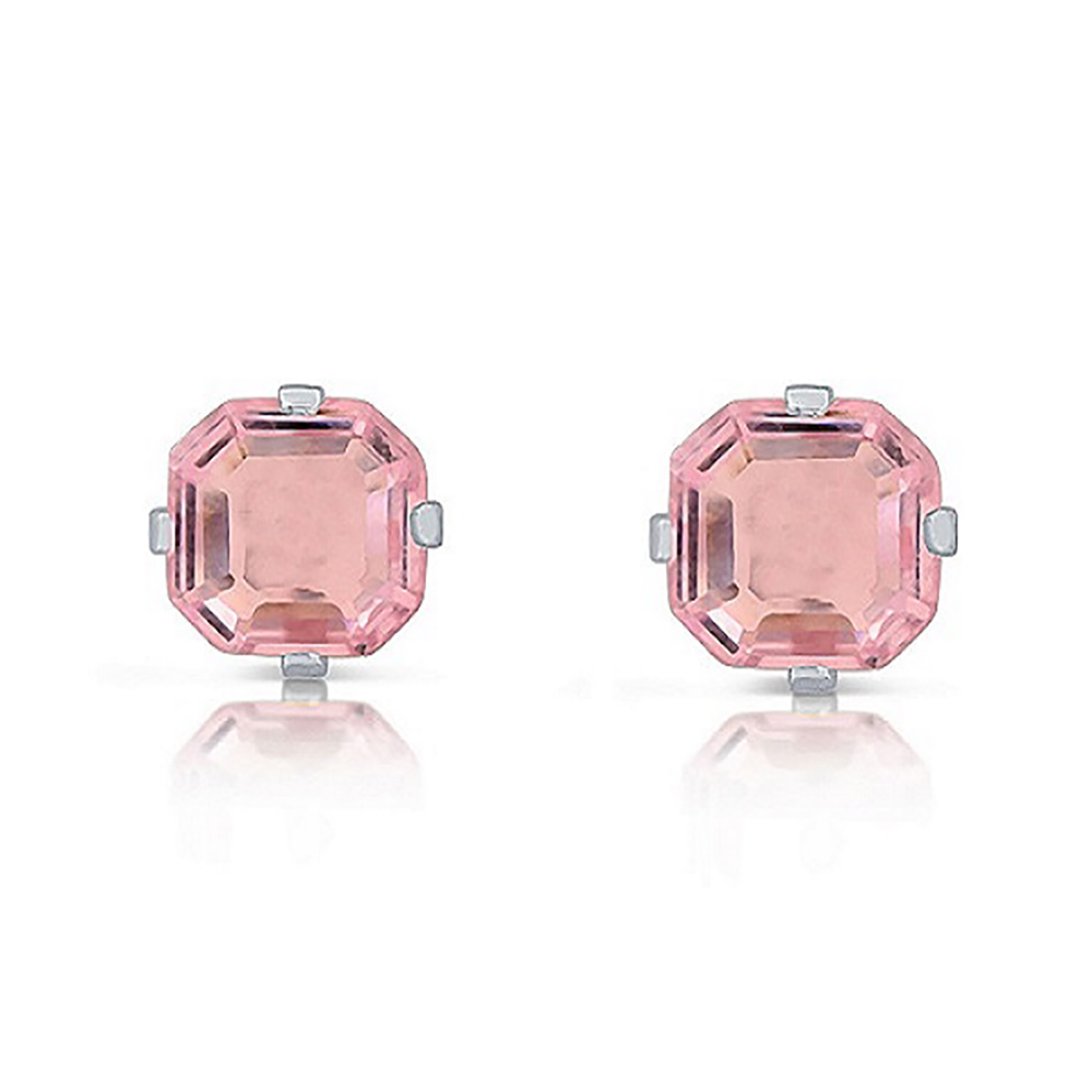.925 Sterling Silver Ascher-Cut CZ Studs Earrings - PINKASSCHER
