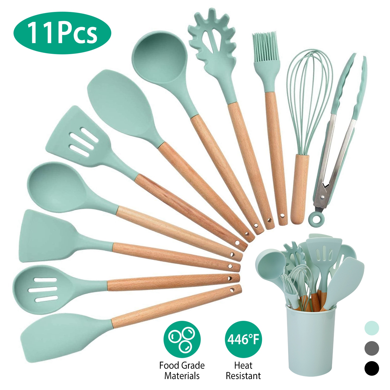 NewHome&trade; 11-Piece Silicone Cooking Utensil Set - NewHome 11 Silicone Cooking Utensils LG
