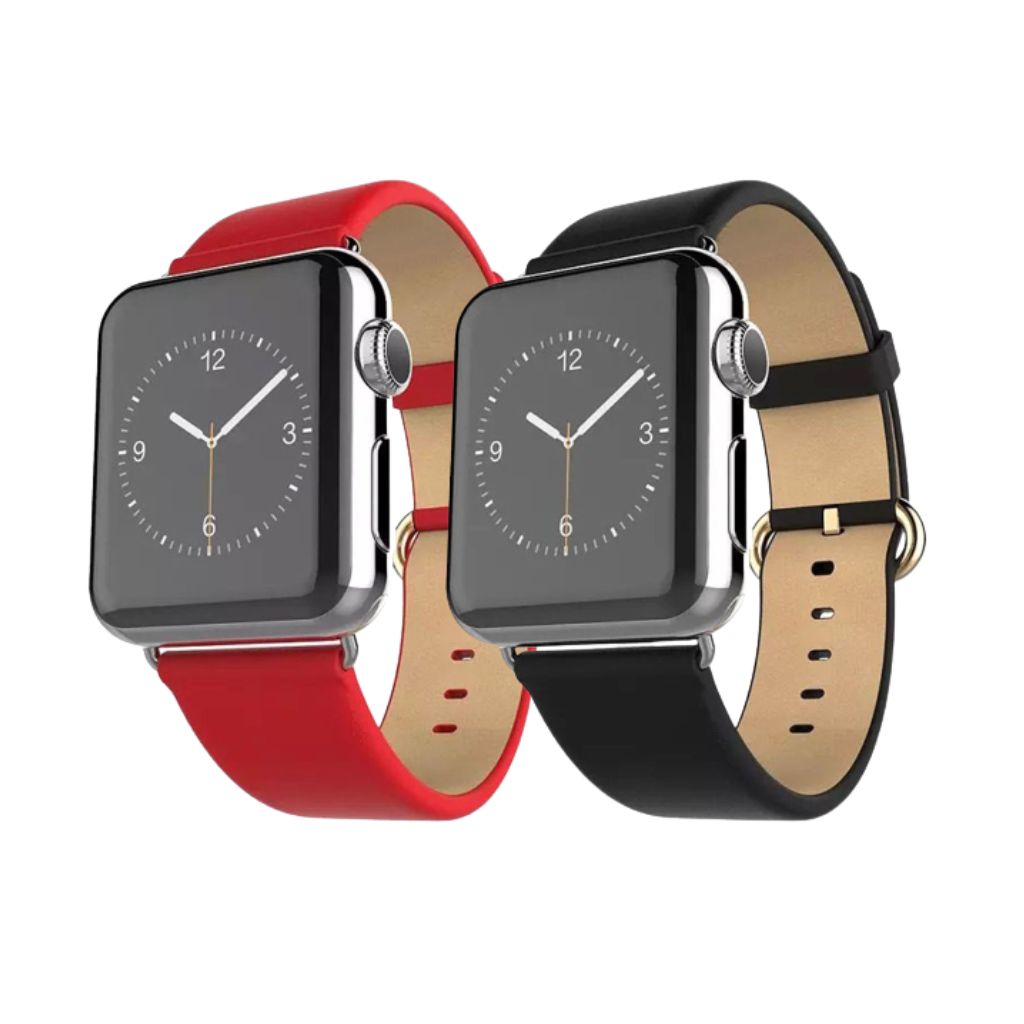 Photos - Watch Strap Waloo Waloo® Leather Grain Band for Apple Watch  - 38mm - Red / Bl(2-Pack)