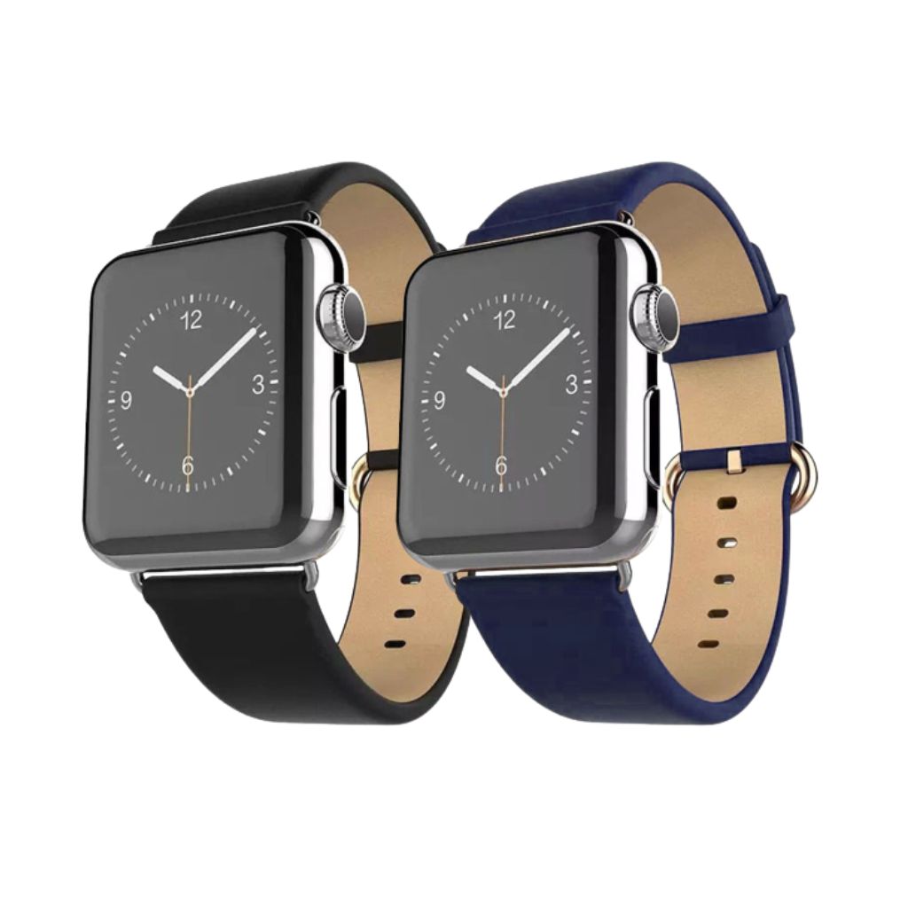 Waloo® Leather Grain Band for Apple Watch (2-Pack) - 38mm - Black / Navy