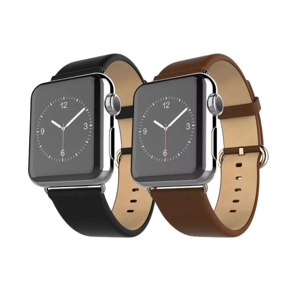 Waloo® Leather Grain Band for Apple Watch (2-Pack) - 38mm - Black / Brown