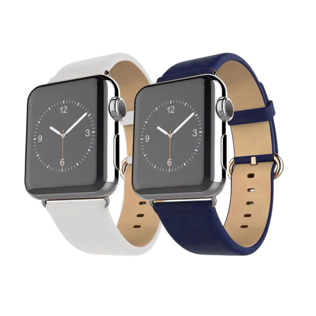 Waloo® Leather Grain Band for Apple Watch (2-Pack) - 42mm - White / Navy