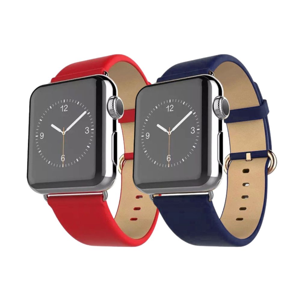 Waloo® Leather Grain Band for Apple Watch (2-Pack) - 42mm - Red / Navy