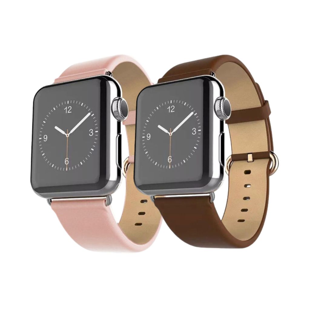 Waloo® Leather Grain Band for Apple Watch (2-Pack) - 42mm - Pink / Brown