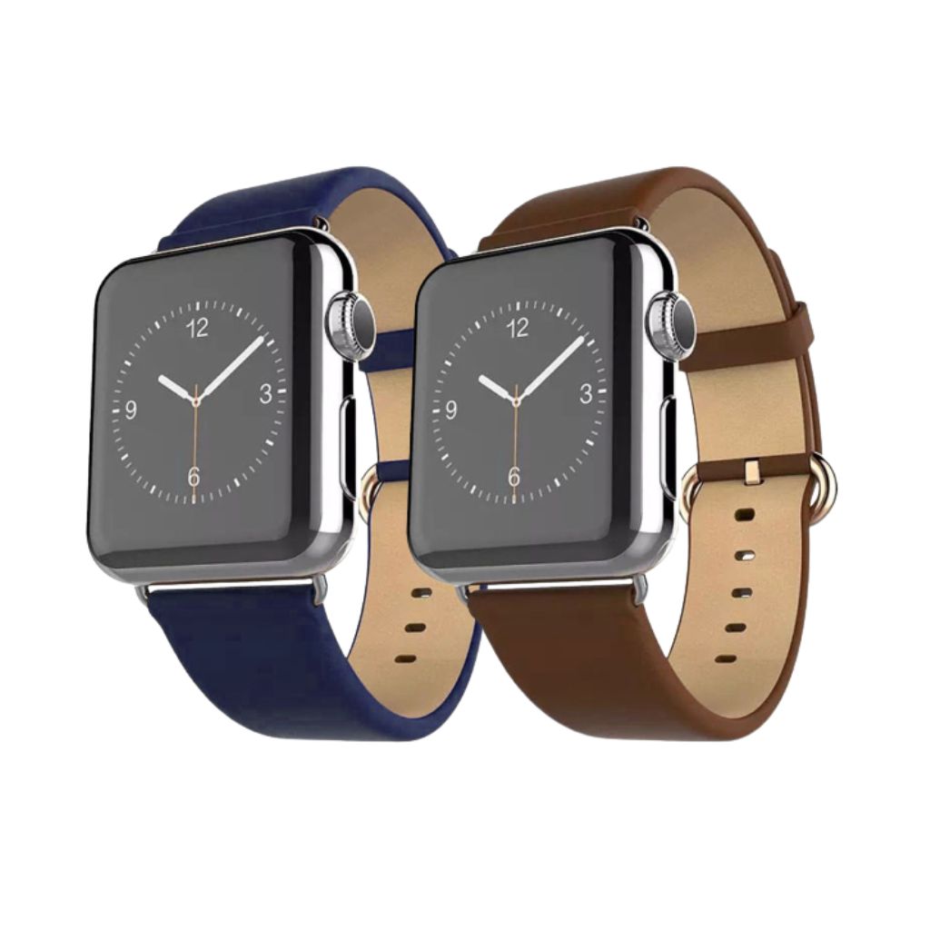 Photos - Watch Strap Waloo Waloo® Leather Grain Band for Apple Watch  - 42mm - Navy / Brown LEATHER GRAIN-2PK-42MM-NAVY & BROWN(2-Pack)